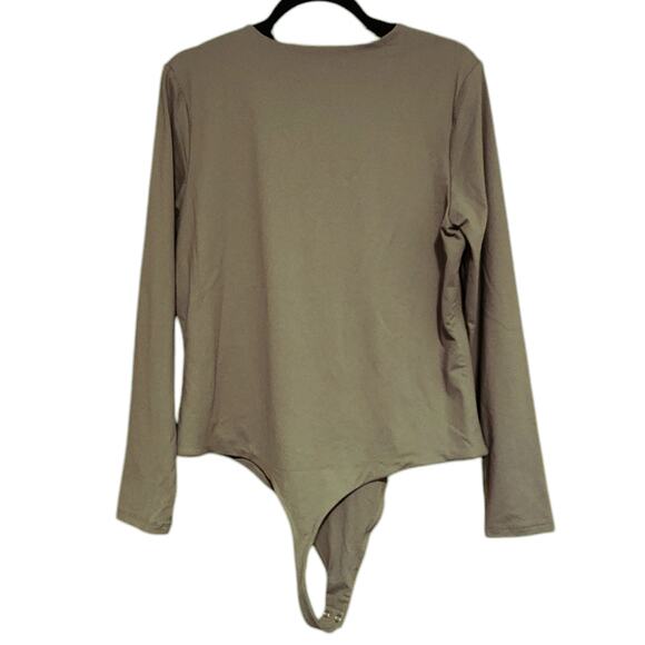 Nuuds Bodysuit Shirt Olive Green Long Sleeve Round Neck sz XXL - Picture 2 of 11